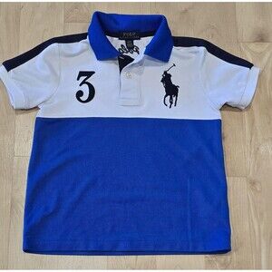 Ralph Lauren Polo Shirt Boys 4 Big Pony Number Crest Preppy Designer Sport Youth